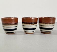 Vintage Sake Set of 3 Cups Brown Earthy Glaze Beautiful Made In Japan 1945-1952 picture