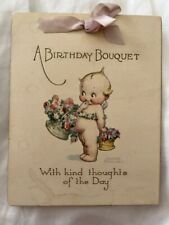Vtg. Original Rose O'Neill artist signed Kewpie Birthday Card Unused Bouquet picture