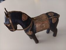 Vintage Hand Carved Wooden Armored Horse Hammered Unique Rare picture