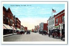 c1910's Lincoln Highway Cars And Buildings De Kalb Illinois IL Antique Postcard picture