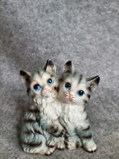 Vintage Ebro Ceramic Porcelain Kittens Blue Eyes Stripes Figurine 1950s Japan picture