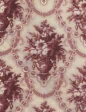 BTHY French Toile Colonial Tea-Stained Ecru Burgundy Reproduction Floral Urn picture