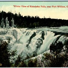 c1910s Fort Williams Ontario Kakabeka Falls Winter Men Charlton Souvenir PC A157 picture
