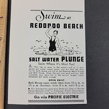 Vtg 1941 Print Ad Swim Redondo Beach Salt Water Plunge Bath House Go Pacific picture