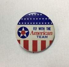 VINTAGE US MILITARY AVIATION TEAM PIN BUTTON PATRIOTIC RED WHITE & BLUE picture