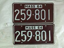 Pair 1964 MA License Plates 259 801  Mass Plate picture