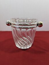 Vintage  Cut Glass Ice Bucket with silver plate metal button handles picture