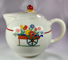 Vintage 1940s Hostess Ware By Pottery Guild Teapot Flower Design Deco picture