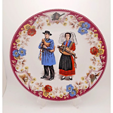 Vintage Limoges Decor Depose Plate P Lenoir Folk Couple Musicians 9.5
