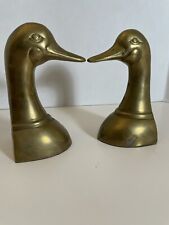 Vintage Pair Brass Duck Head Bookends Made in Korea picture