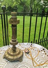 Antique Arts & Crafts Bronze Finish Cast Iron Lamp Chimney Globe Pull Chain 13