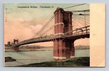 c1905 UDB Postcard Cincinnati OH Ohio John A Roebling Suspension Bridge IPCC picture