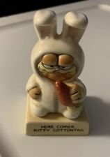 Vintage 1978-1981 Enesco Garfield Easter Figurine Here Comes Kitty Cottontail picture