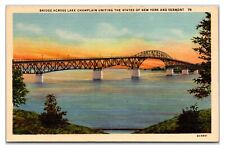 VTG 1930s- Bridge Over Lake Champlain - Vermont / New York Postcard (UnPosted) picture