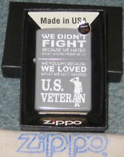 ZIPPO U.S. VETERAN DESIGN Lighter FIGHT Hate LOVE Z2092 Mint in Box NEW picture