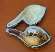 German Meerschaum Carved Pipe With Wild Horses With Case Antique Vintage picture