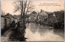 VINTAGE POSTCARD RIVER AND CANAL SCENE IN SAINT-FLORENTIN (YONNE) FRANCE 1916 picture