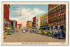 1939 Main Street Downtown Street Classic Cars New Britain Connecticut Postcard picture
