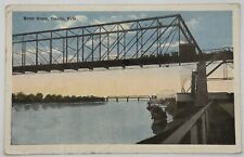 Antique 1910s River Scene Postcard Omaha Nebraska Bridges Train Steamboat picture
