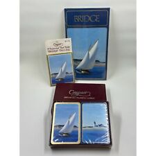 Vintage Caspari Bridge Gift Set (2) Decks Score Pad Sailboats Lighthouse Sealed picture