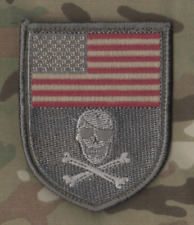 NATO AFGHANISTAN SAND BOX TROPHY vêlkrö PATCH: US FLAG ONE-EYE SKULL CROSS BONES picture