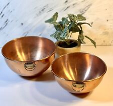 Vintage Old Dutch International Solid Copper Mixing Bowl Set Of 2 picture
