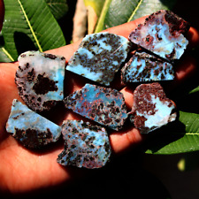 8 Pcs Natural Dominican Larimar Raw Crystal Slice Druzy Healing Mineral Specimen picture