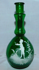 Antique Mary Gregory Green Glass Barber Bottle picture