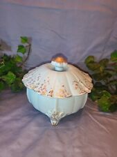 Vintage Mid-century Soft Blue With Gold Flecks Covered Candy/Trinket Dish Stash picture
