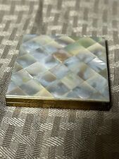 Vintage Mother Of Pearl Mosaic Pressed Powder Compact - Full Unused picture