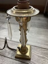 Vintage Brass Electric Candlestick Lamp Base With Chandelier Beads. picture