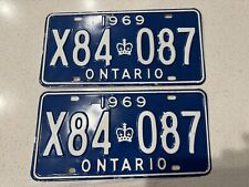 1969 Ontario Canadian Automobile License Plate Pair # X84-087 picture
