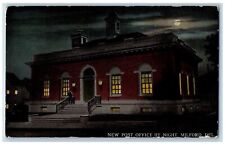 1912 Post Office By Night Moon Light Building Milford Delaware Antique Postcard picture