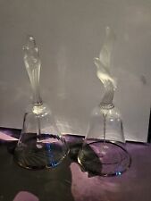  Vintage  Lenox Crystal Bell Frosted Glass Figure Bird In Flight Lot picture