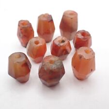 9 pcs ancient faceted AGATE CARNELIAN STONE trade beads old tribal African estat picture