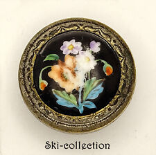Superb Antique Button- Fleurs. Enamels, Métal. France, 19th No S.0 31/32in picture