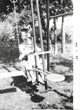 Children Playing Photograph  Outdoors 1957 Vintage Swing Set 3 1/4 x 4 1/2 picture
