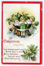 c1910's Christmas Greeting Cute Children Tied Ellen Clapsaddle Antique Postcard picture