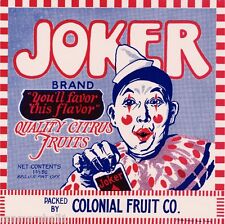 Tampa Florida Joker Clown Orange Citrus Fruit Crate Label Art Print picture