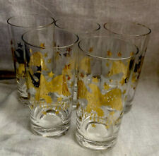 Gold AMERICAN EAGLE Set Of 5 Barware Glasses Retro Americana Tumblers Vintage picture