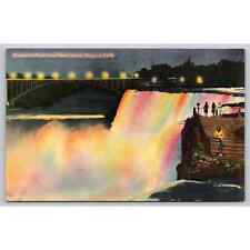 Postcard NY Niagara Falls American Falls From Goat Island Rainbow Bridge  picture
