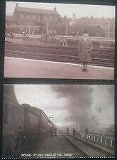 2 POSTCARD SIZE CARD PHOTO'S OF RAILWAY'S , 2 VINTAGE PHOTO'S ON 1 & 1 ON OTHER picture