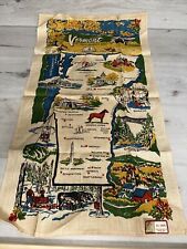 Vtg Vermont Green Mountain State All Linen State Map by Stevens Linen 28”x16” picture