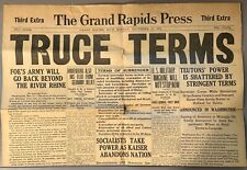 GRAND RAPIDS PRESS - NOVEMBER 11, 1918 - TRUCE TERMS - VINTAGE NEWSPAPER picture