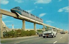 Vintage DISNEYLAND California Postcard Monorail / Street Scene - 1950s Cars picture