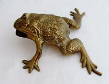 Vintage Solid Brass Tree Frog Big Feet Open Mouth Figurine Ashtray Paperweight 5 picture
