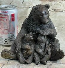 Mother Black Bear Cub Hot Cast Bronze Sculpture Statue Wildlife Animals Deco Art picture
