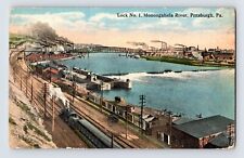 Postcard Pennsylvania Pittsburgh PA Monongahela River Bridge Train 1910s Divided picture
