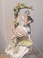VTG Victorian Swing Boy w/ Girl  Figurine Japan Porcelain lace Romantic Gift 11