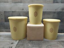 Vintage Yellow Tupperware 3 Piece Canister Set With Lids picture